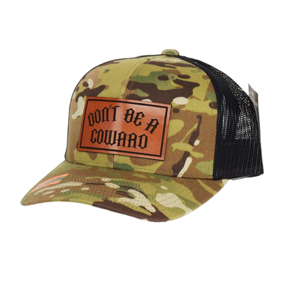 Don't Be A Coward Leather SnapBack - hdlm.brgnd