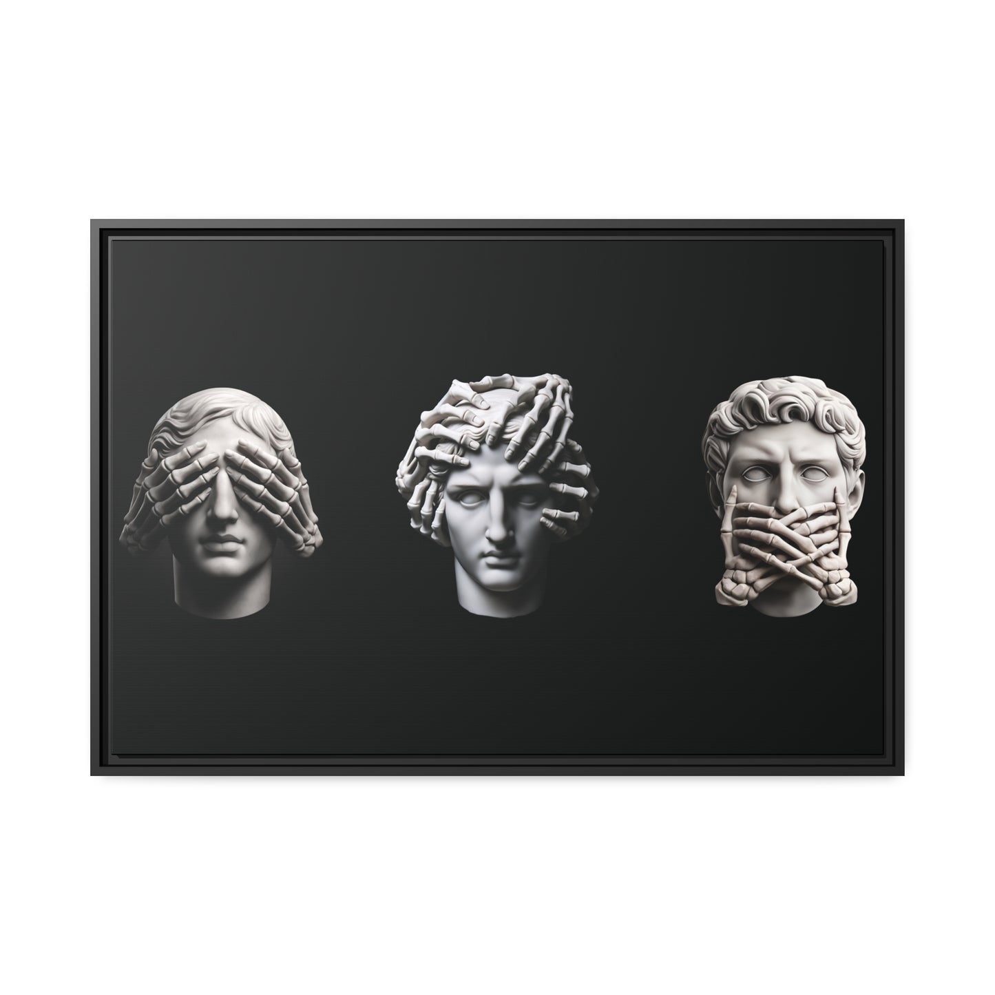 See No Evil, Hear No Evil, Speak No Evil Canvas & Frame - hdlm.brgnd