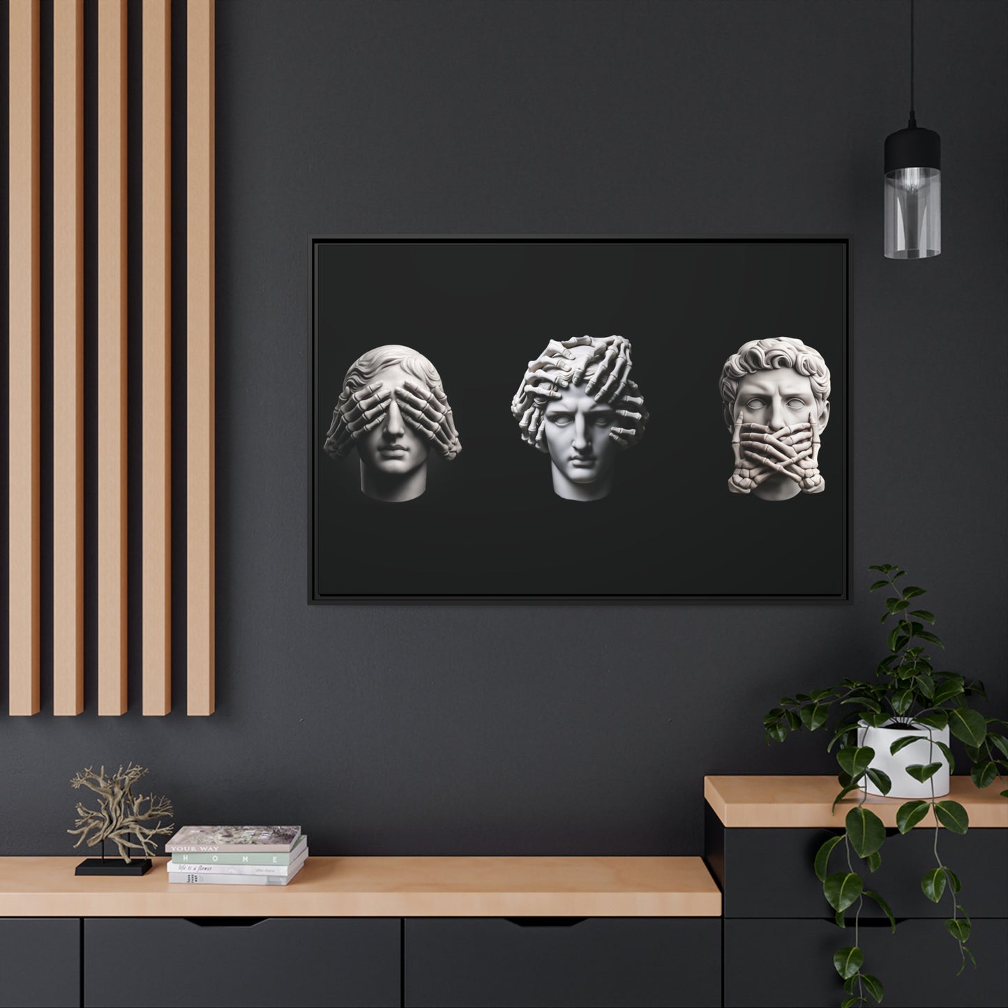 See No Evil, Hear No Evil, Speak No Evil Canvas & Frame - hdlm.brgnd