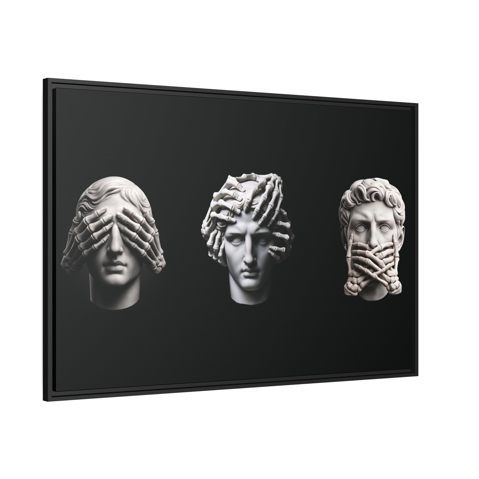 See No Evil, Hear No Evil, Speak No Evil Canvas & Frame - hdlm.brgnd