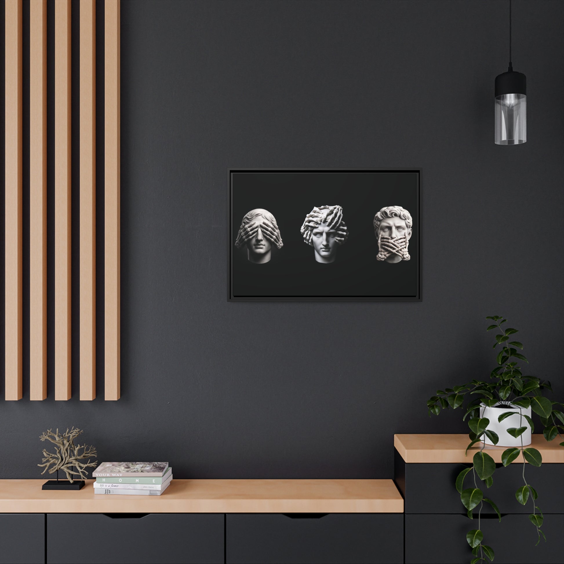 See No Evil, Hear No Evil, Speak No Evil Canvas & Frame - hdlm.brgnd