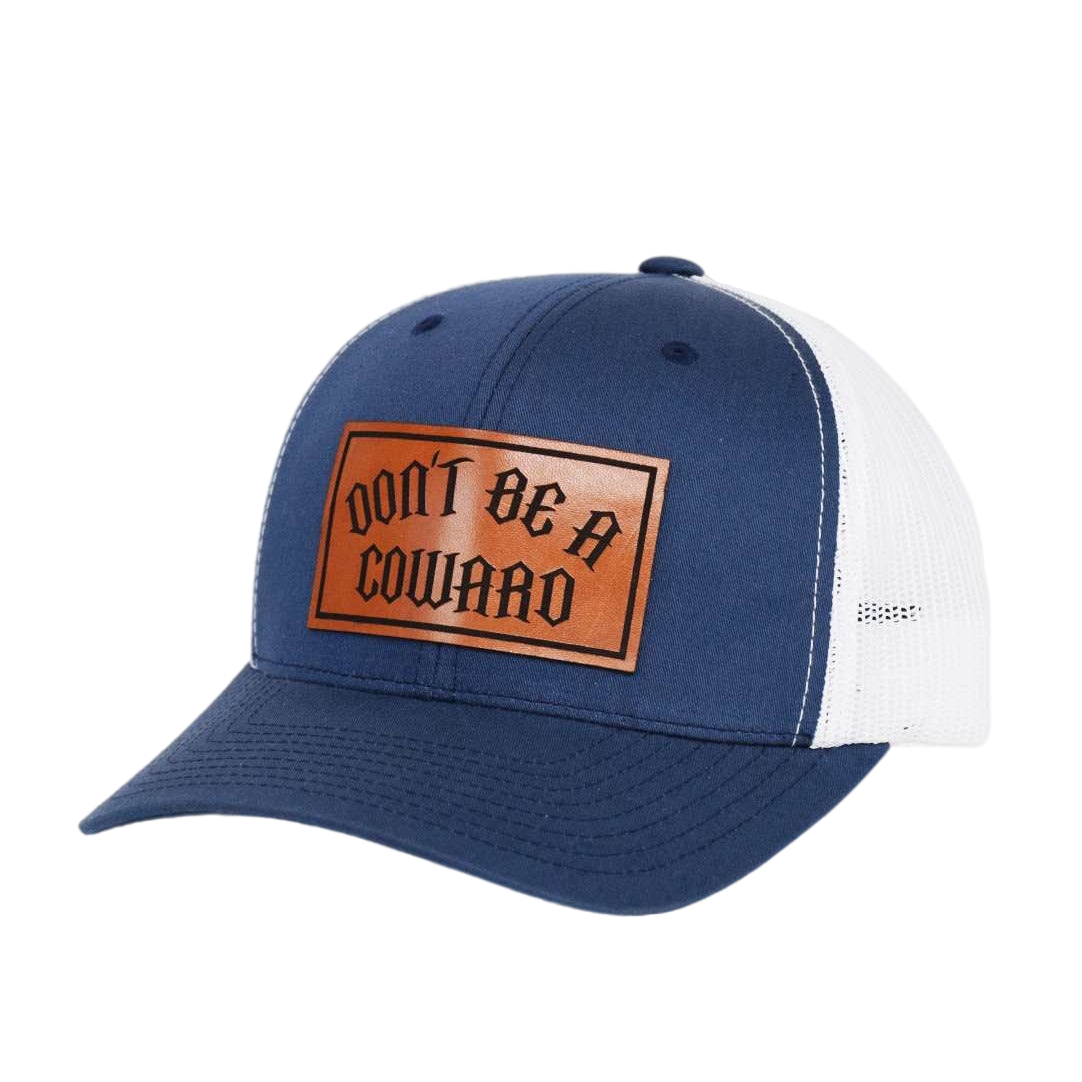 Don't Be A Coward Leather SnapBack - hdlm.brgnd